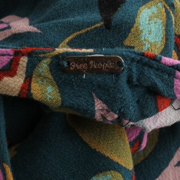 Free People Coco One Piece Jumpsuit Wide Leg Cross Open Back Floral Green Size 6 - Picture 16 of 16